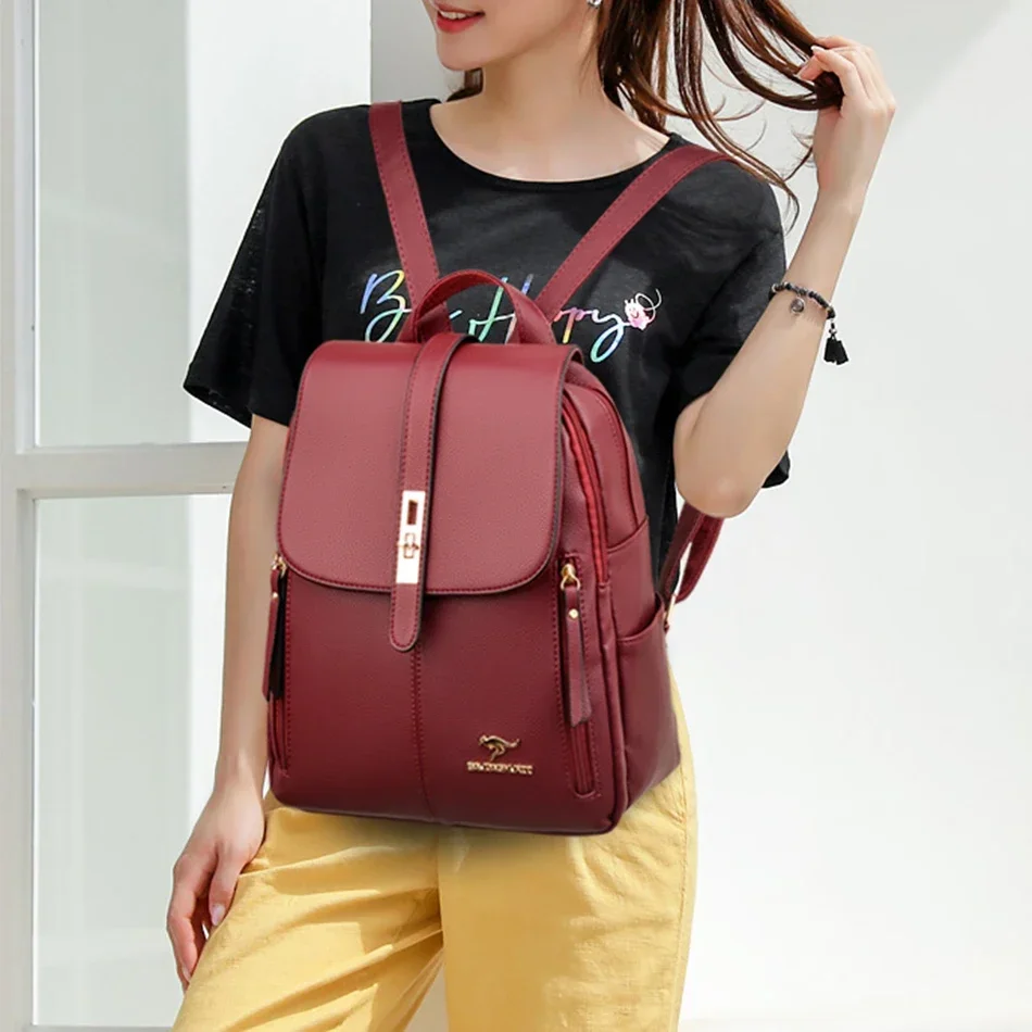 Dames lederen rugzak met grote - Luxury Bags For School recensie en prijs